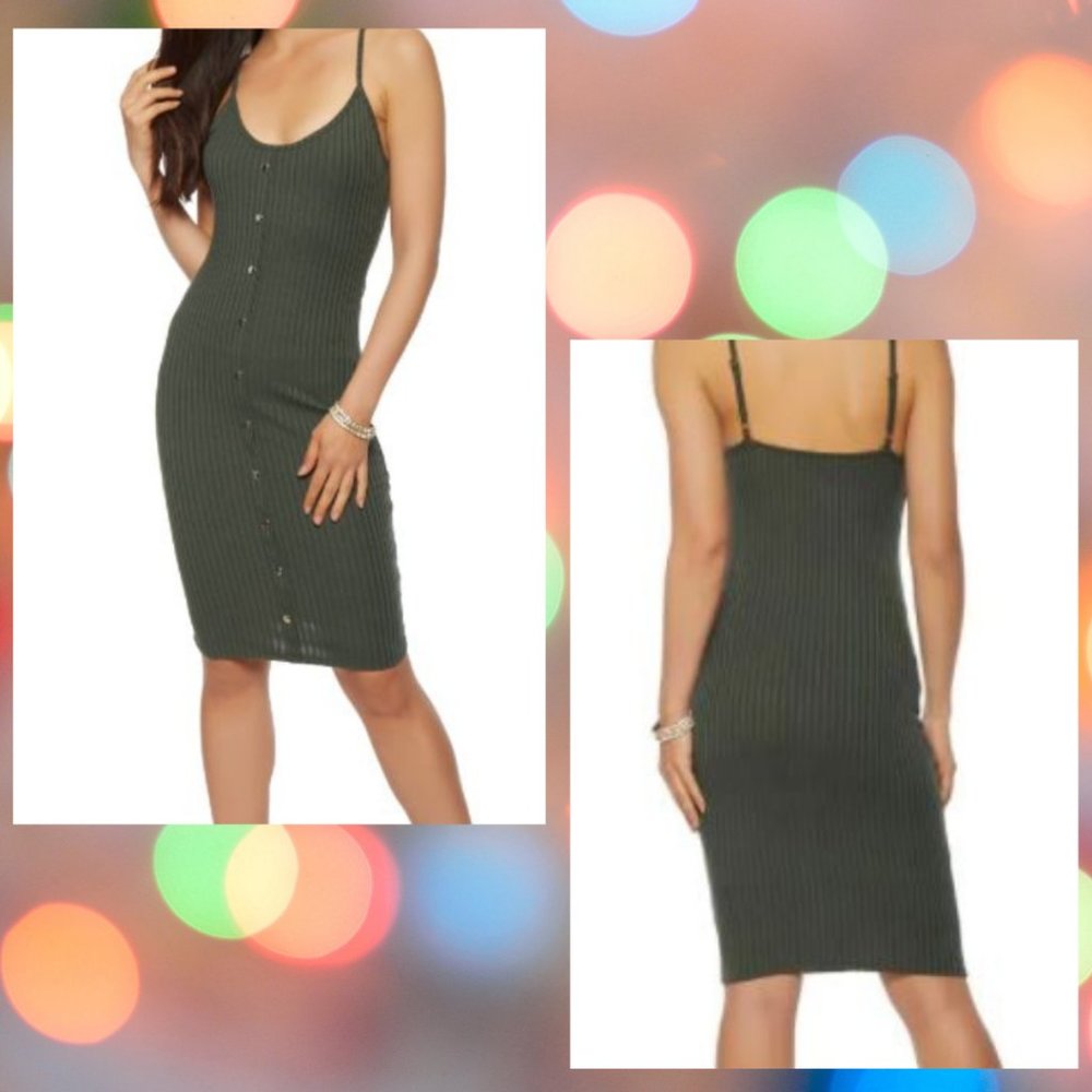 Olive Ribbed Dress